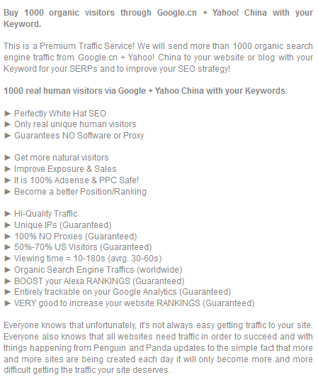 Organic Traffic From Google Cn Yahoo China For 6 Seoclerks