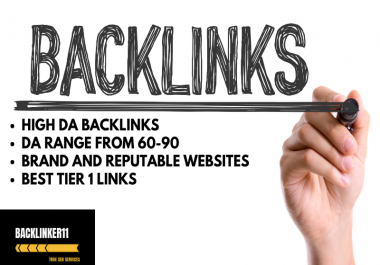 HIgh DA Backlinks DA Range 60-90 Links from Branded and Reputable Sites