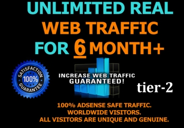 6 MONTH tier-2 Premium Unlimited Keyword Targeted Real Unique Visitors Traffic