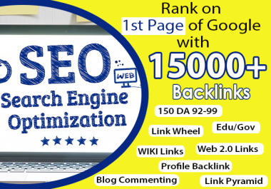 Rank on Google First Page with 15,000 Quality BackLinks Monthly SEO