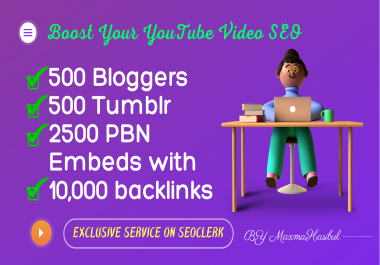 Video SEO Viral Marketing Promotions on 500 Blogger,  500 Tumblr,  Millions Embeds