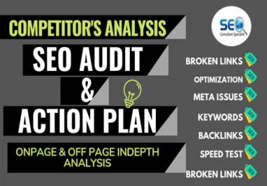 I will provide detailed SEO report, competitor audit and action plan