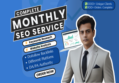 Monthly off page SEO service with link building,  backlinks