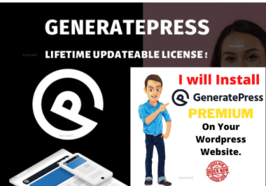 I will install GeneratePress Premium Theme Lifetime Updatable on your website