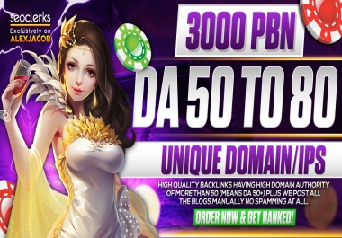 Buy 3 Get 1 free Premium domains 3000 PBN slot poker high quality backlinks
