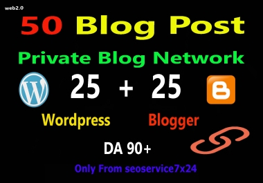50 PBN POSTs Backlinks Wordpress And Blogger With High DA-PA Permanent Links