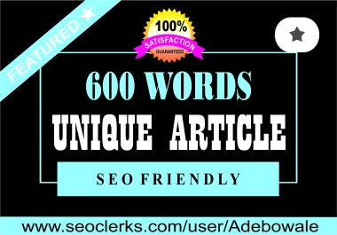 600 words SEO optimized Article Writing,  Content Writing for your website/blog