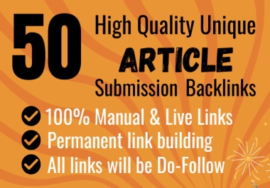 i will build 50 high quality unique Dofollow Backlinks