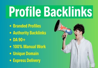 100 Manual SEO Profile creation backlinks with high da white hat authority manual Link building