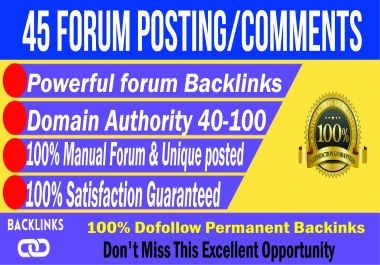 Create Forum Posting Backlinks 45 High Authority Links