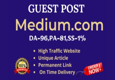 Write & publish High Quality Guest Post on Medium. com DA 96 with Permanent Backlik