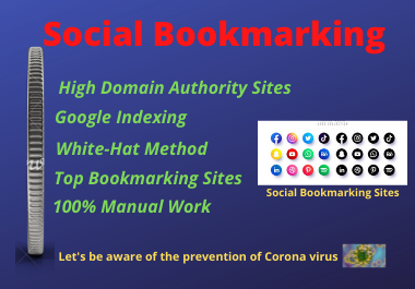 I will manually create 20 social bookmarking backlinks to increase the top rank of the website
