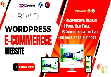 I will build responsive wordpress elementor ecommerce website or woocommerce website