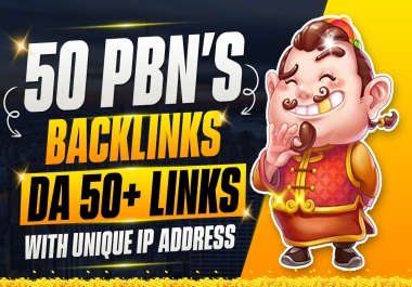 50 - PBN's Backlinks DA 50 Plus Links With Unique IP Address