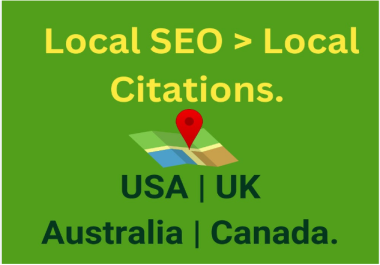 I will do 100 UK,  USA,  australia local citations and directory submission local SEO