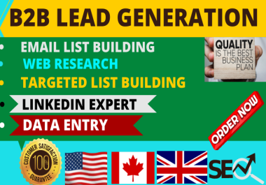 300 b2b lead generation,  linkedIn,  prospect email leads and targeted Business listing