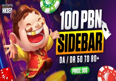 Get 100 Powerfull PBN backlink DA50+ Sidebar/Blogroll/Footer Dofollow Link