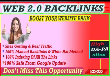 I Will provide 50 Web 2.0 AD 90+ high quality permanent backlinks Boost your website