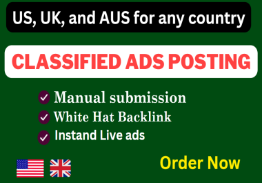 I will 175 Classified Ads on local USA and UK top classified ad posting sites