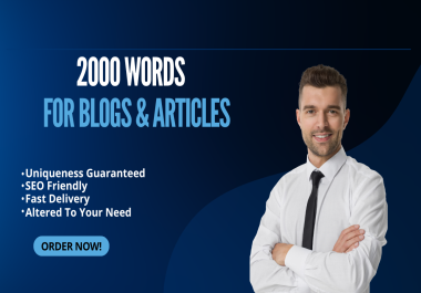 2000 words SEO article writing,  web site content or blog post