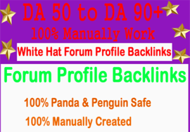 20 Dofollow Profile Links From DA 50 to DA 90+100 Manually Created