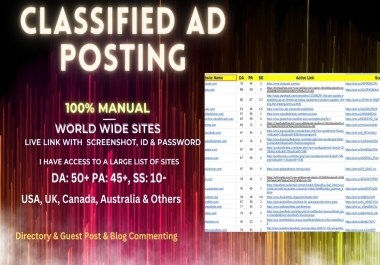 Classified Ad Positing with High DA PA sites