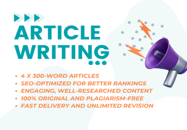 Professional Content Writing 4 x 300-Word SEO-Optimized Articles