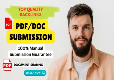 I will do Manually 50 Doc PDF submission with high authority SEO backlinks