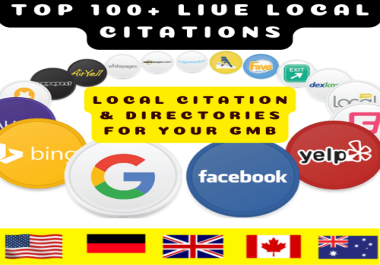 TOP 100+ Live local Citations & Directories in USA,  UK,  Canada,  Australia,  Germany