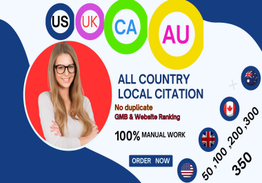 I will build top 200 all country local citation