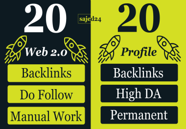 20 Web 2.0 DA 80+ and 20 Profile Backlinks DA 90+ sites Boost website SEO ranking