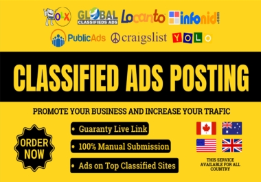 I will do 50 Classified Ads Posting on Top Ads Sites