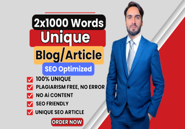 I can write 2x1000 SEO rich words unique article for your blog or website