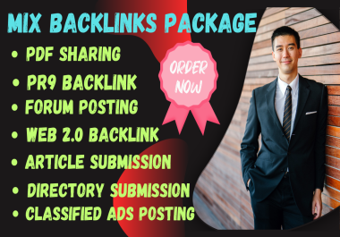 Top 300+Backlinks, Directory, Pr9, Forum posting, Web2.0, Article, PDF, Classified Ads posting, SEO MIX