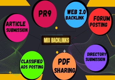 450+ Mix SEO Do follow Backlinks Directory Submission,  PR9,  Forum Posting,  Web2.0,  PDF