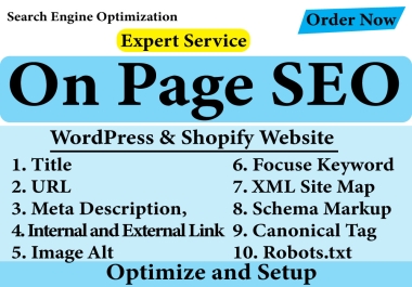 I Will do On Page SEO Expert Service in WordPress and Shopify Website