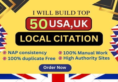 I will build top USA, UK local citations to 50 high authority sites