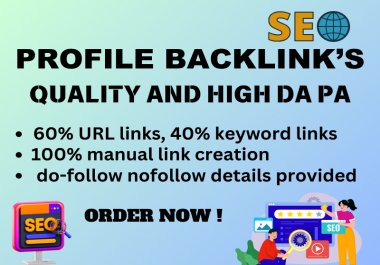 I will create 100 high-quality profile backlinks for your website.