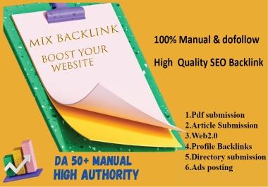 350 High Authority Mix Backlinks,  pdf submission,  Profile Backlinks,  Directory submission and more