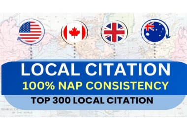 I will provide 300 USA UK Aus Ca local citation and business directories for local seo