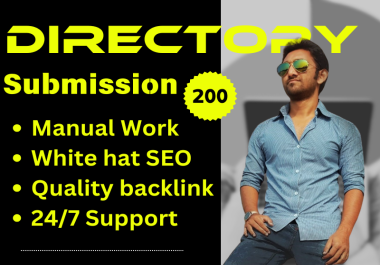 Directory submission 200 Manual high quality SEO backlinks to boost sites traffic