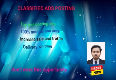 I will do 100 classified ads posting site and high Dofollow link building.