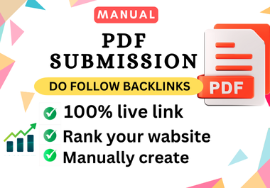 Get 25 PDF submission/share on top high DA,  PA,  Low spam backlinks