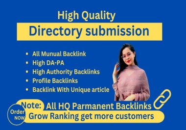 I Will do SEO backlinks with high authority approved directory submission. SEO & SMM Expert.