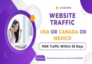 100K USA Or Canada Or Mexico Social OR Keyword Targeted Traffic.