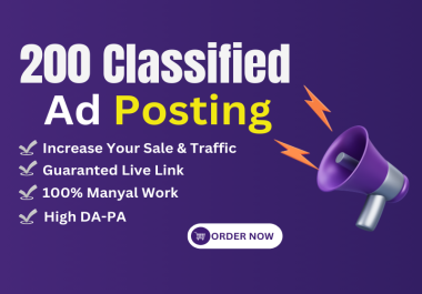 I will do 200 classified ad posting in top classified sites