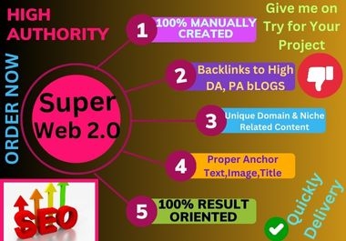 I will Create high da pa authority web 2.0 contextual backlinks