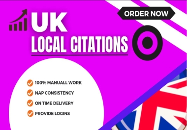 I will create top 150 UK Local citation backlinks & directory submission for local SEO & GMB Ranking