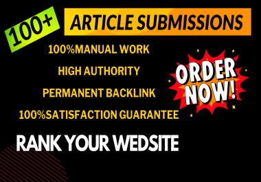 100 Unique Article submission High DA/PA Backlinks