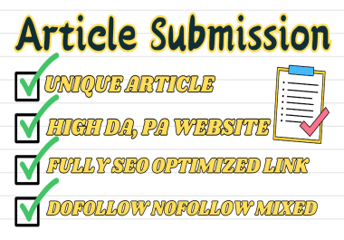 I Will Create 100 SEO Optimized Unique Article Submission Backlinks